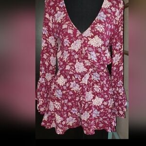 American Eagle Floral V-Neck Romper